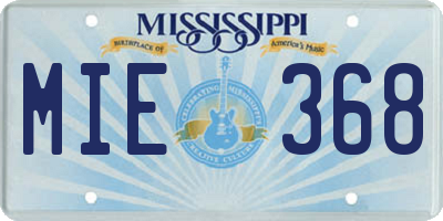 MS license plate MIE368