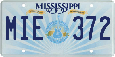 MS license plate MIE372