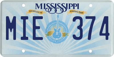 MS license plate MIE374