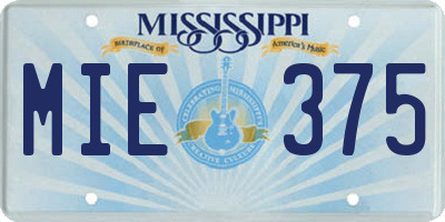 MS license plate MIE375