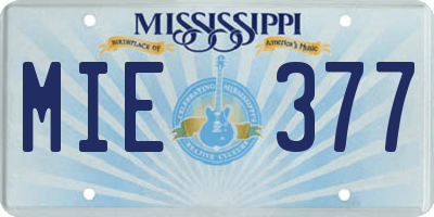 MS license plate MIE377