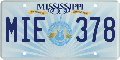 MS license plate MIE378