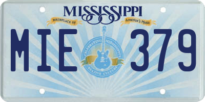 MS license plate MIE379