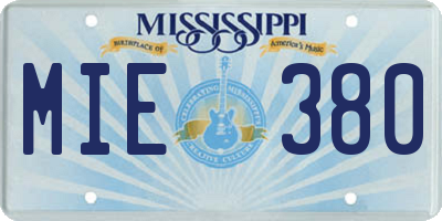 MS license plate MIE380