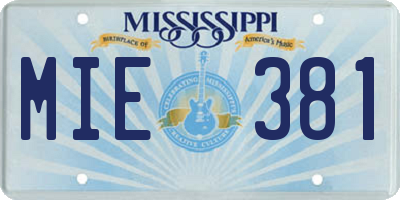 MS license plate MIE381