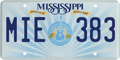 MS license plate MIE383