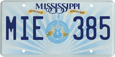 MS license plate MIE385