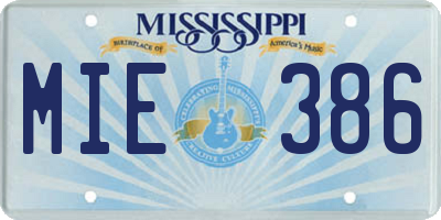 MS license plate MIE386