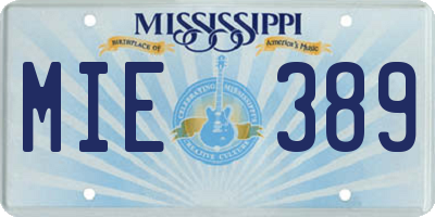 MS license plate MIE389