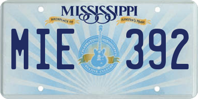 MS license plate MIE392