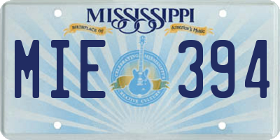 MS license plate MIE394