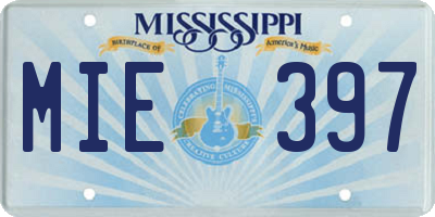 MS license plate MIE397