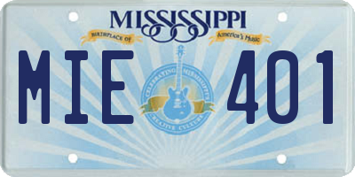 MS license plate MIE401