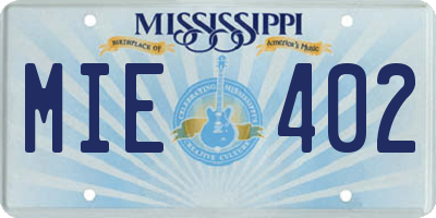 MS license plate MIE402
