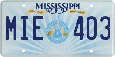 MS license plate MIE403