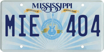 MS license plate MIE404