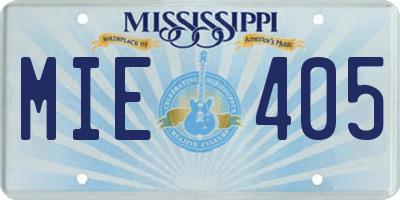 MS license plate MIE405