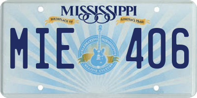 MS license plate MIE406