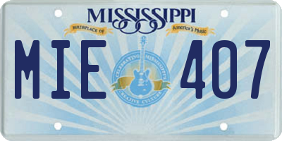 MS license plate MIE407