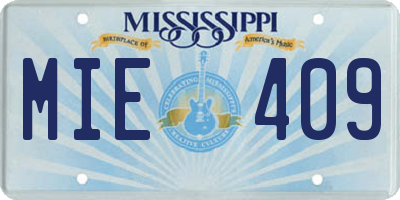 MS license plate MIE409