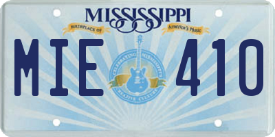 MS license plate MIE410