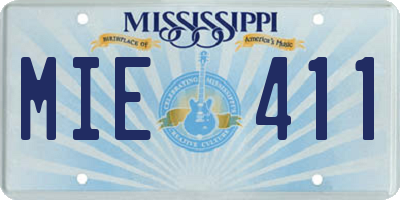 MS license plate MIE411
