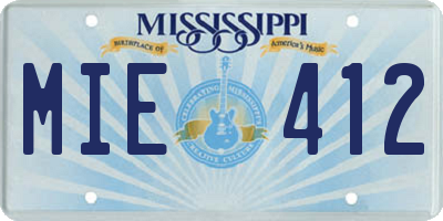 MS license plate MIE412