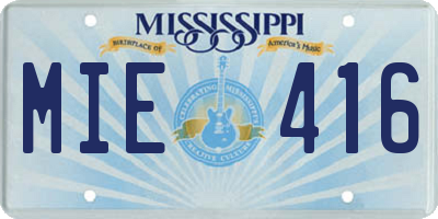 MS license plate MIE416