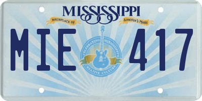 MS license plate MIE417