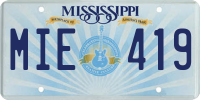 MS license plate MIE419