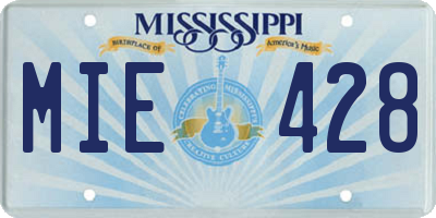 MS license plate MIE428