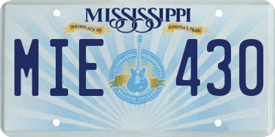 MS license plate MIE430