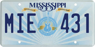 MS license plate MIE431
