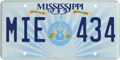 MS license plate MIE434