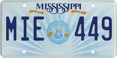 MS license plate MIE449