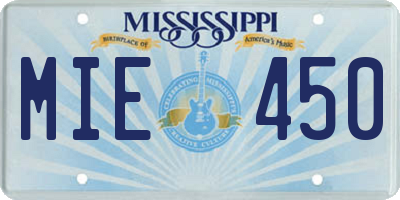 MS license plate MIE450