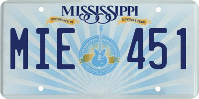 MS license plate MIE451