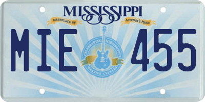 MS license plate MIE455