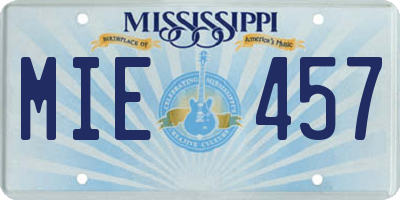 MS license plate MIE457