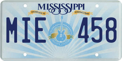 MS license plate MIE458