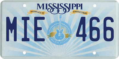MS license plate MIE466
