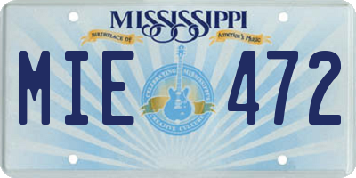 MS license plate MIE472