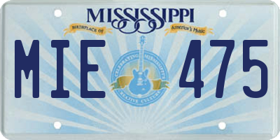 MS license plate MIE475