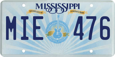 MS license plate MIE476