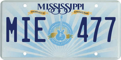 MS license plate MIE477