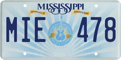 MS license plate MIE478