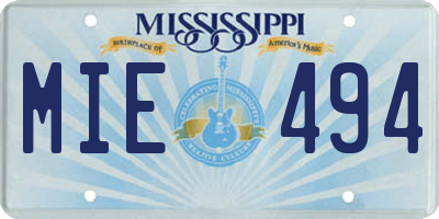 MS license plate MIE494