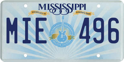 MS license plate MIE496