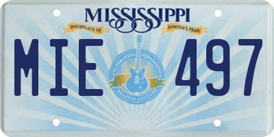 MS license plate MIE497
