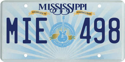 MS license plate MIE498